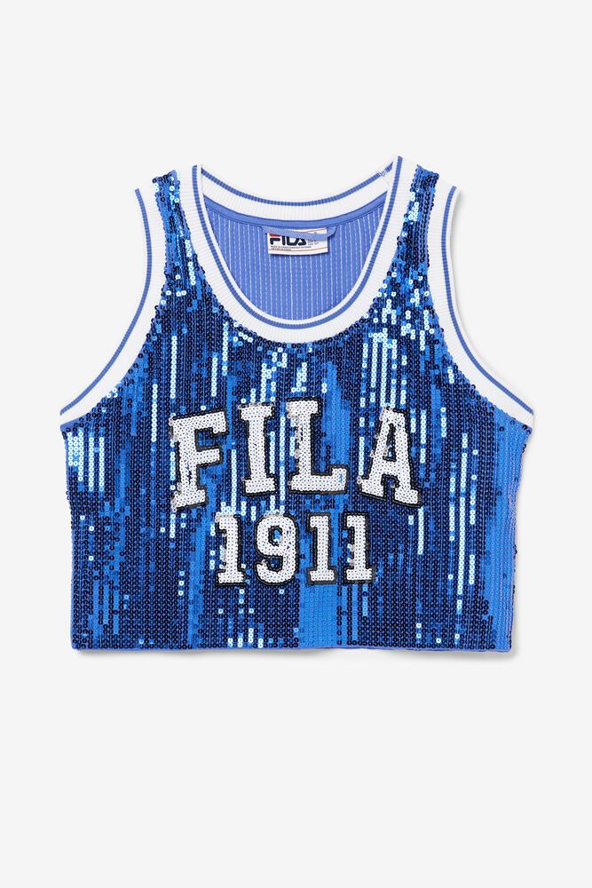 Fila Tielko Damske Kiki Glam Crop Jersey Modre - VTIEJ1624